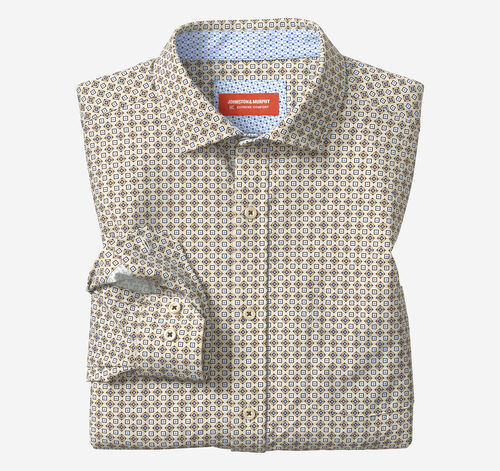 XC+&trade; Motion Long-Sleeve Print Knit Shirt - Tan Diamond Tile