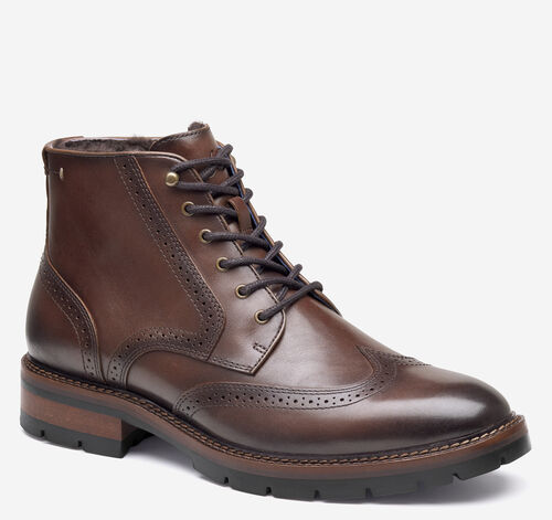 XC Flex&reg; Cade Shearling Wingtip Boot - Mahogany Hand-Finished Full-Grain Leather/Shearling