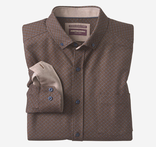Lane Printed Shirt - Brown/Navy Linked Oval