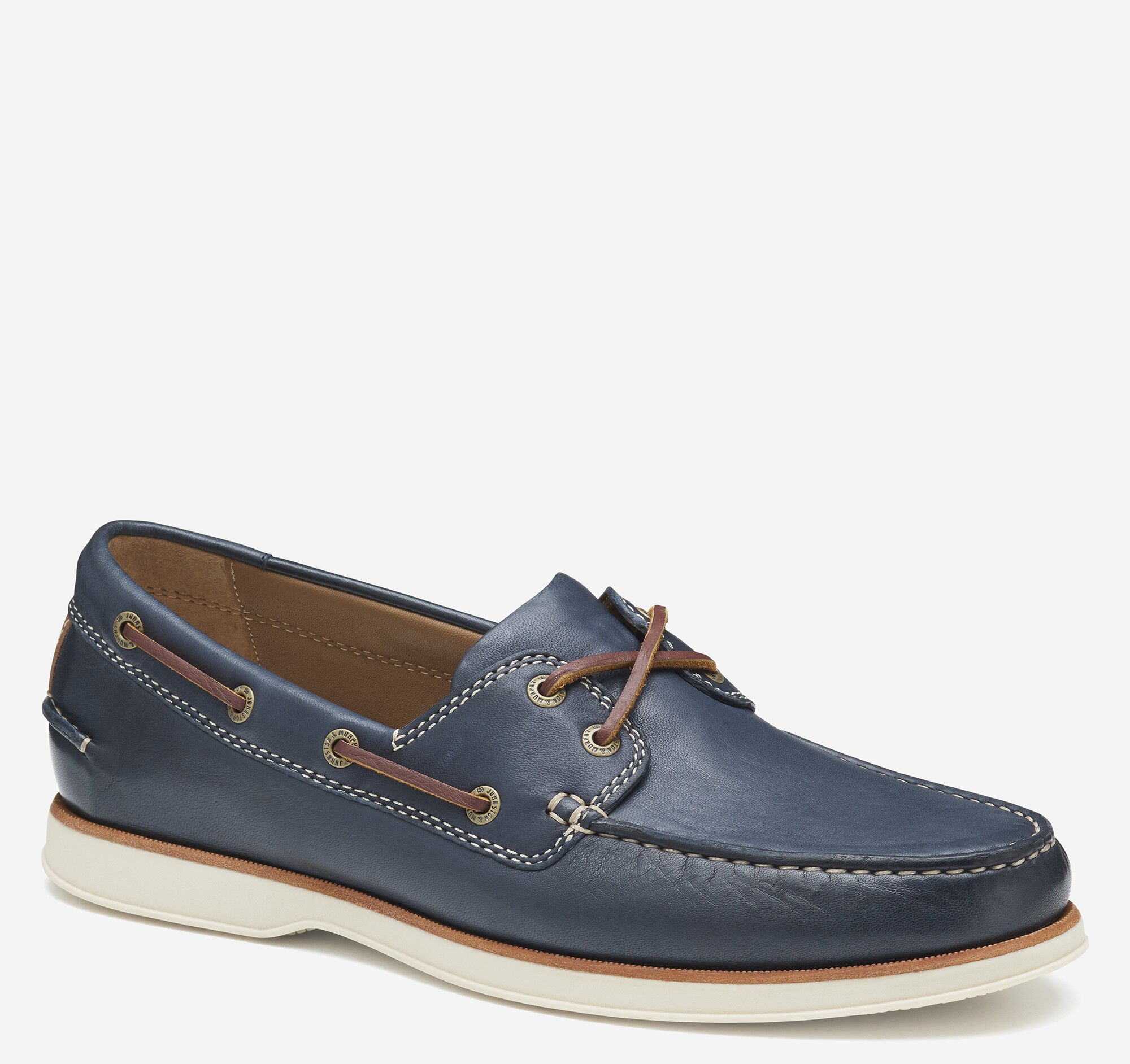 Men's Monaco 2-Eye Boat Shoe in Navy Glove Leather | Johnston & Murphy