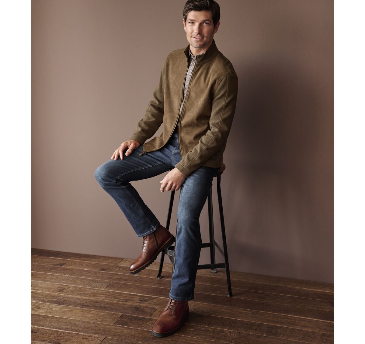Faux-Suede Full-Zip image number null