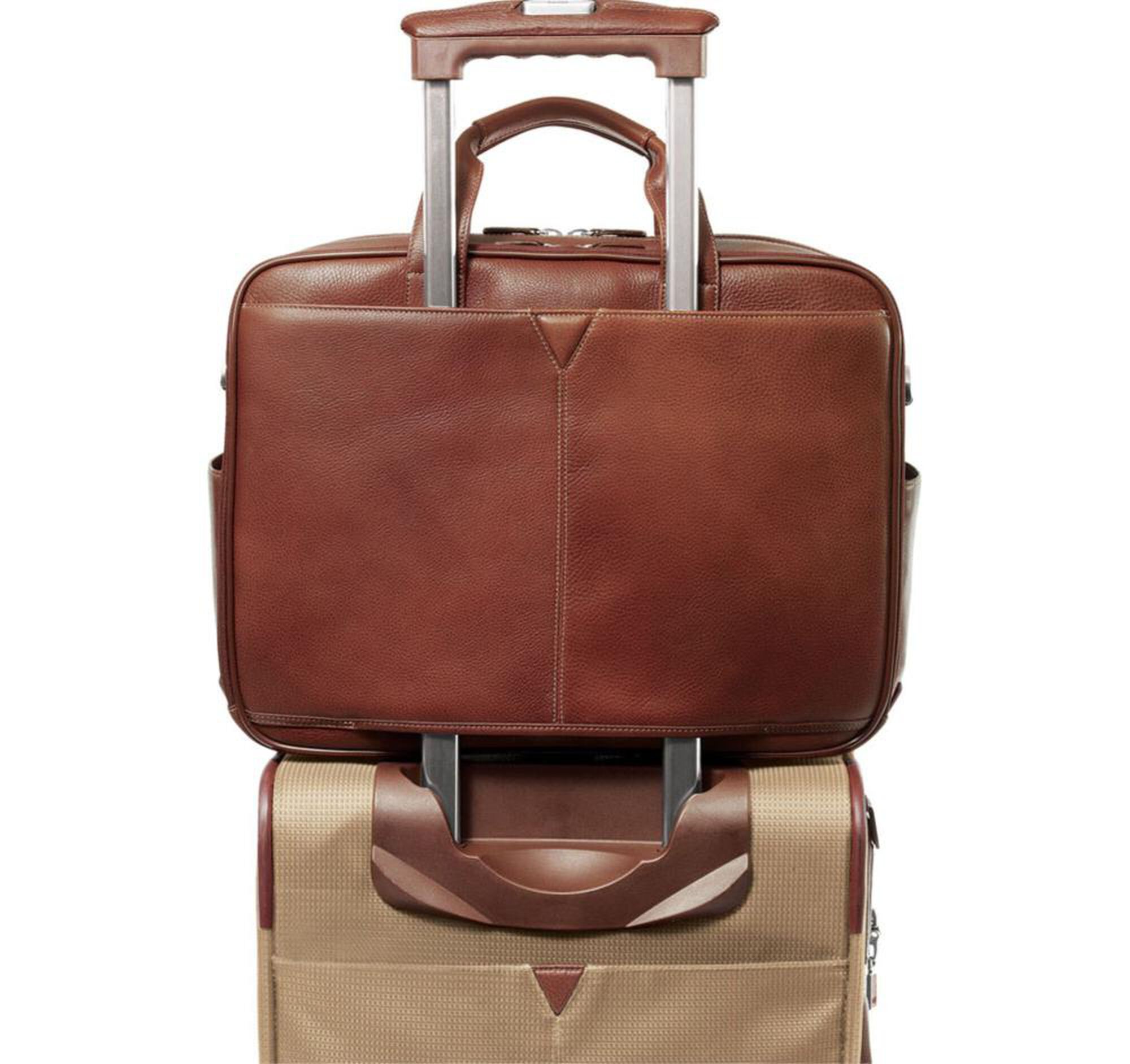 DoubleZip Leather Briefcase Johnston & Murphy