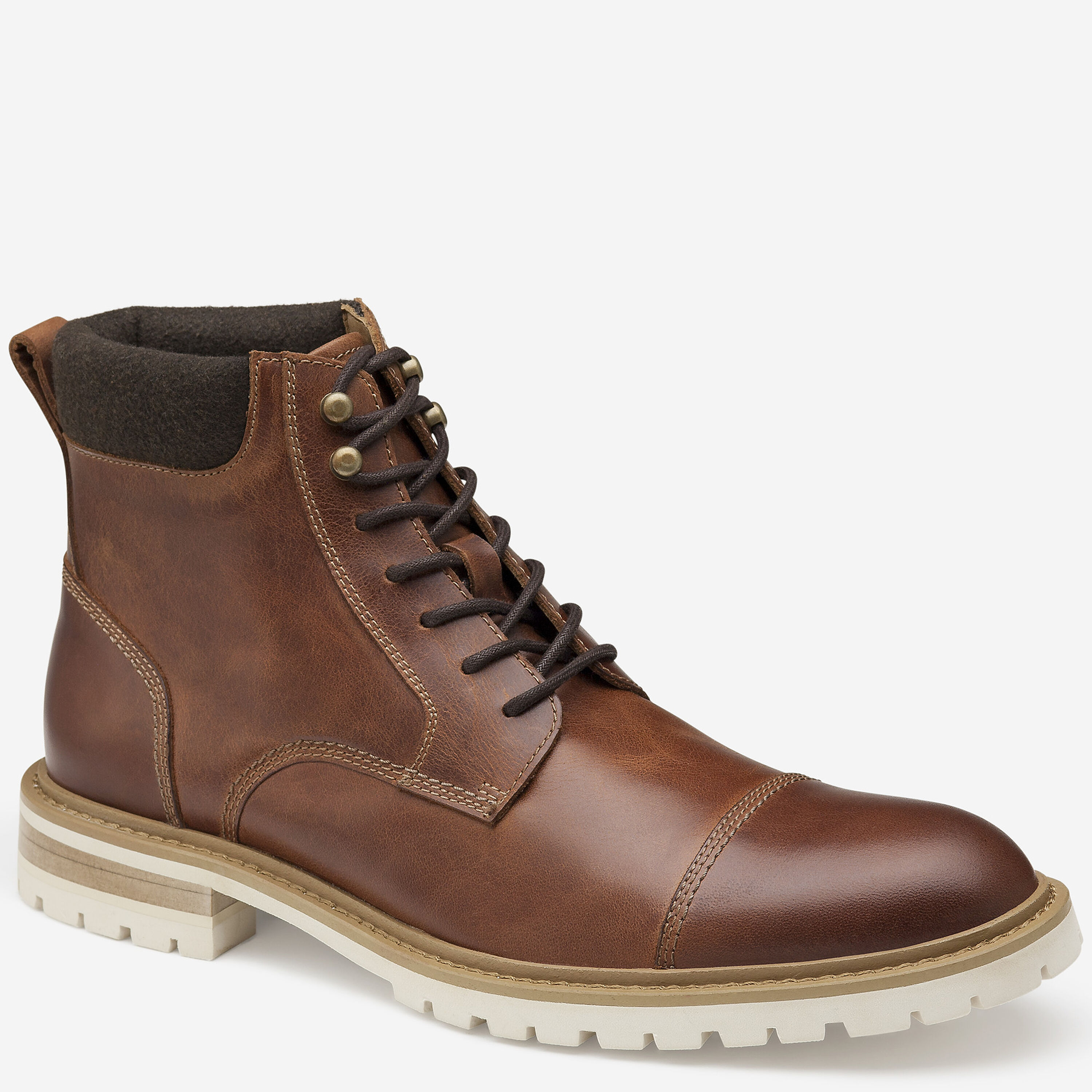 Johnston & Murphy Mens Size 10M Brown Leather Karnes Cap-Toe Boots Johnston & Murphy Karnes 20-8856 Distressed Leather Men main image 4
