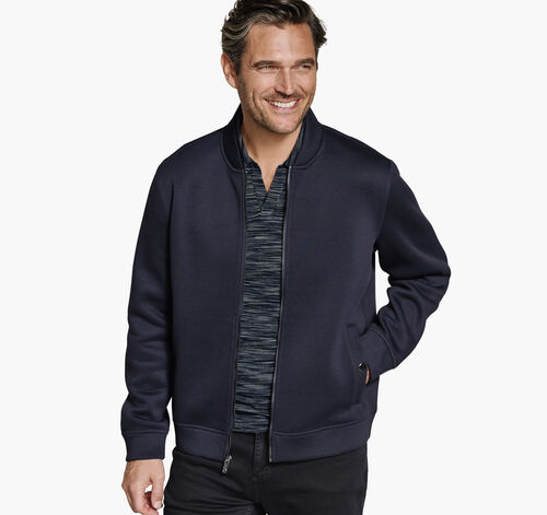 Knit Bomber Jacket - Navy