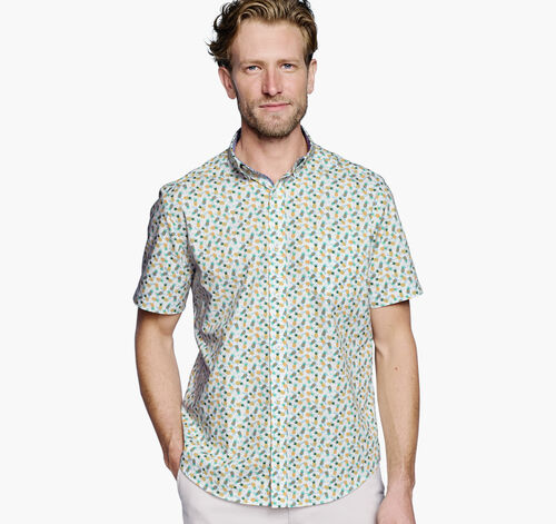 Printed Cotton Short-Sleeve Shirt - White/Multi Pineapple