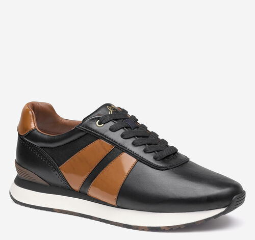 Morgan U-Throat Jogger - Black Nappa Leather/Tan Brush-Off Patent Leather