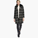 Plaid Coat with Removable Faux-Fur Collar image number null