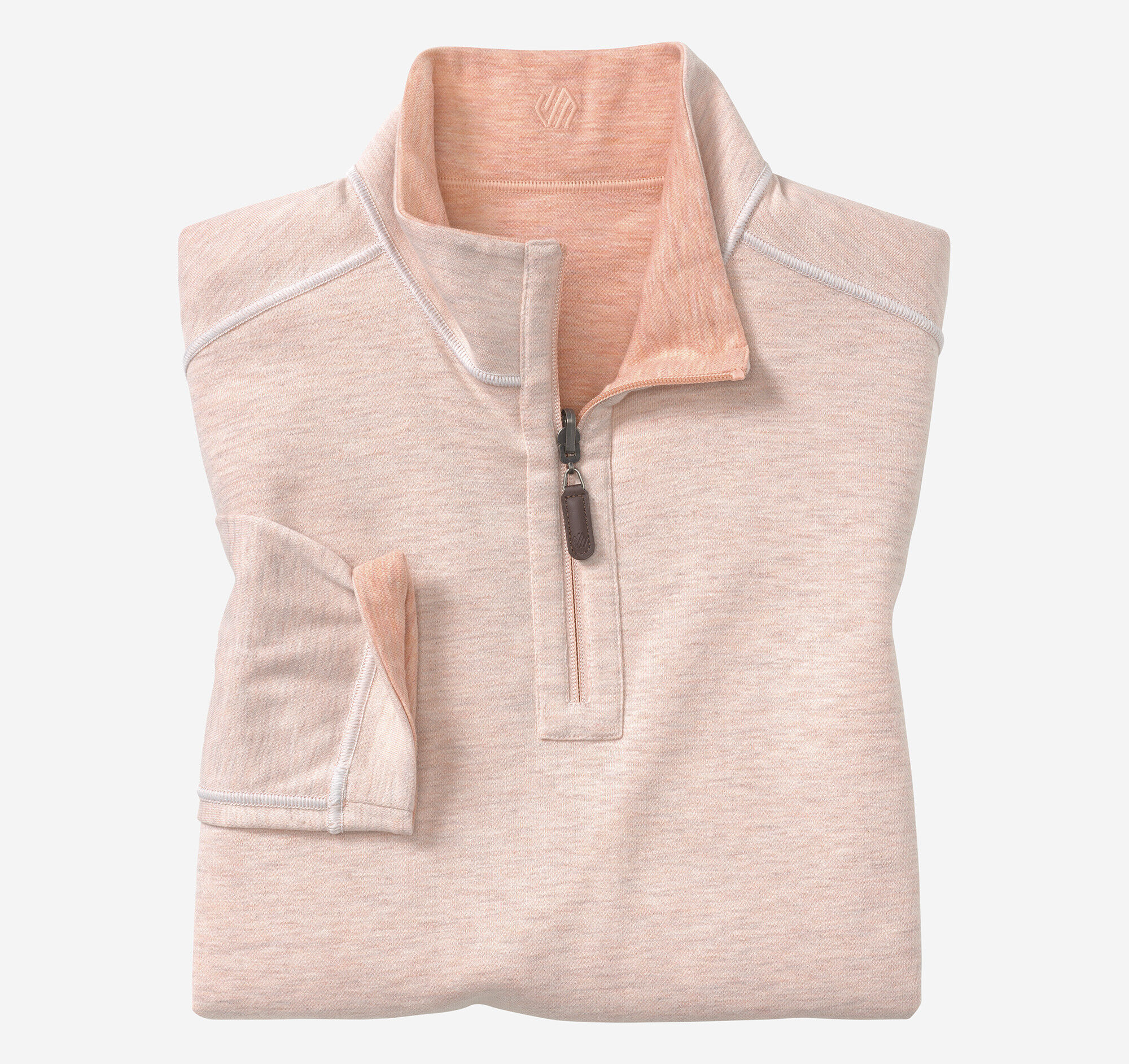 Men's Icon Reversible Solid Quarter-Zip in Peach/White | Johnston