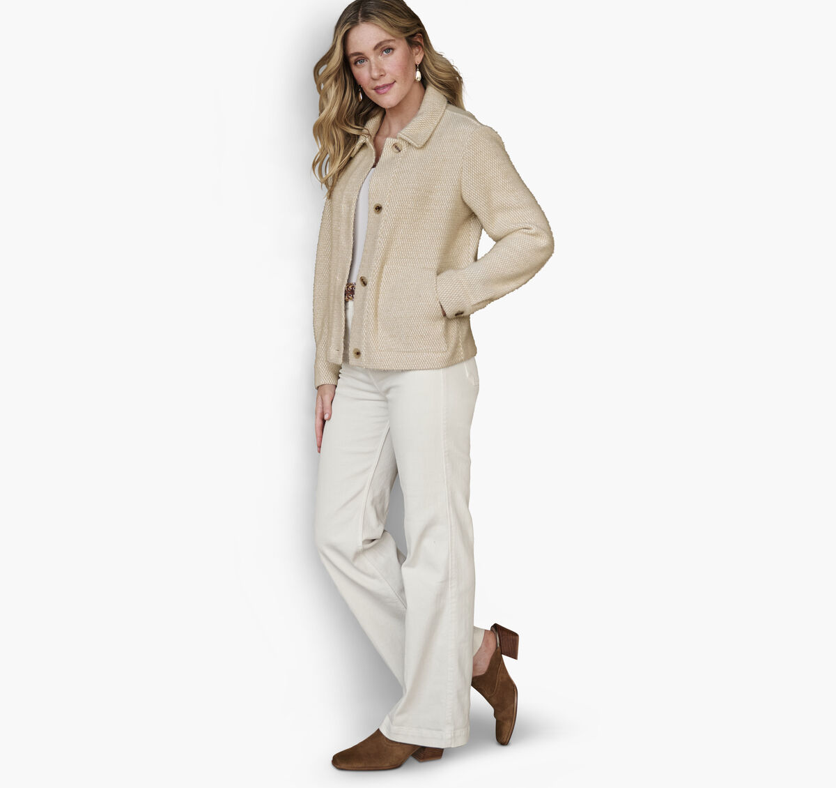 Eyelash Button-Front Jacket image number null