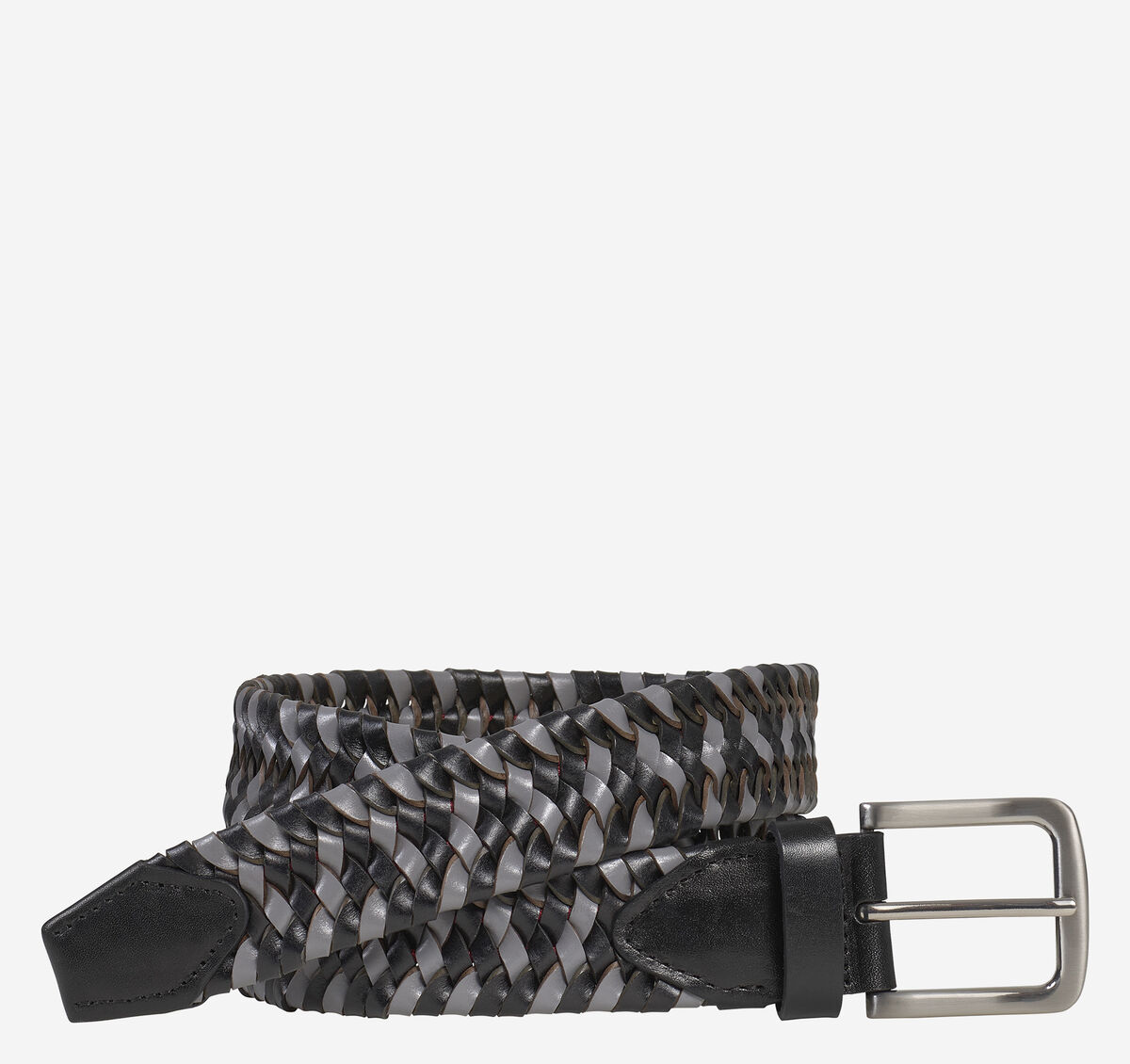 Woven Stretch-Leather Belt image number null
