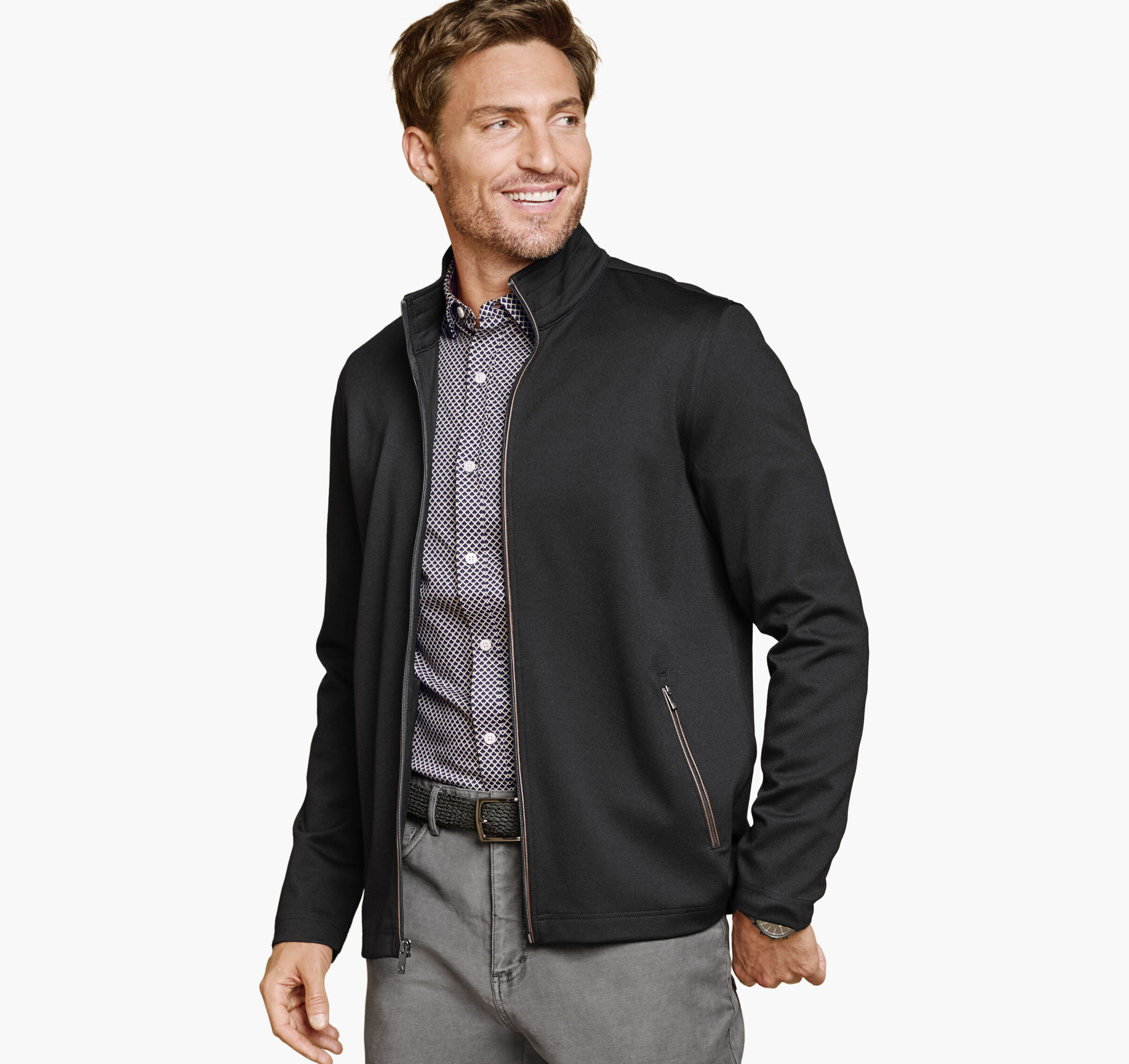 Textured Solid Full Zip