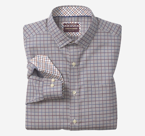 Ovation Non-Iron Dress Shirt - Tan Multi Mini Glen Plaid