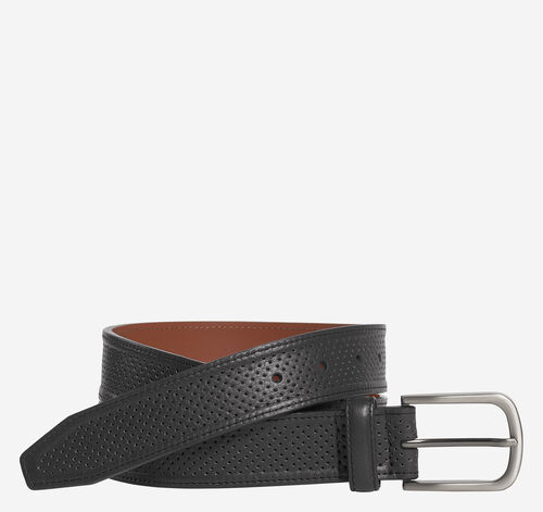 Soft Perforated Leather Belt - Black