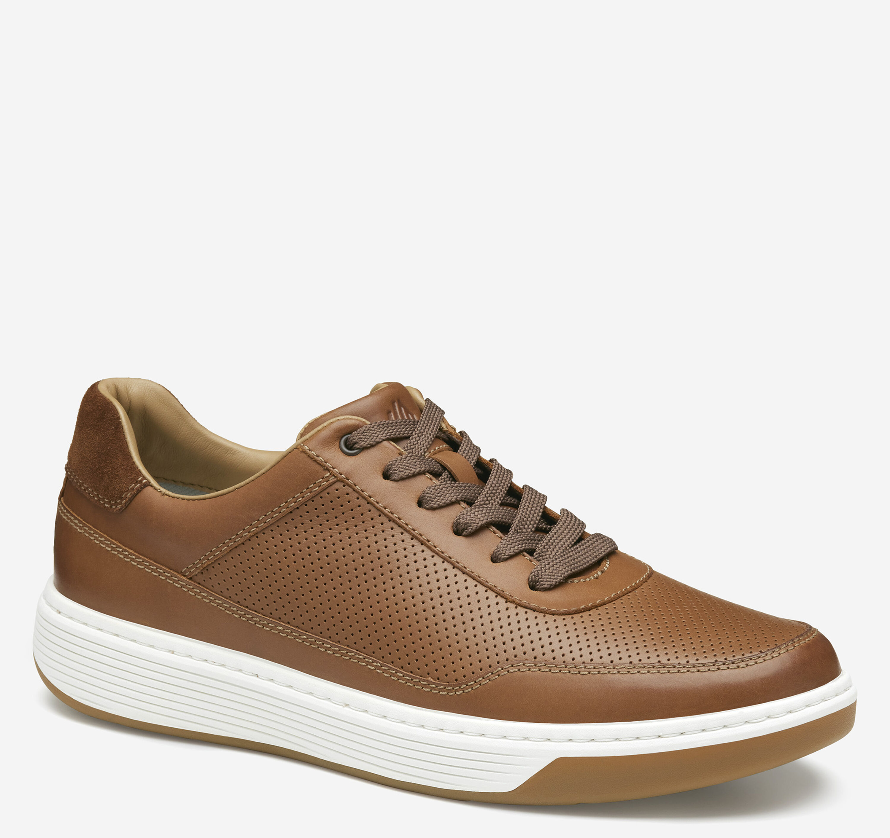 Johnston & Murphy Perforated Leather Lace-Up Sneakers - Brown Johnston & Murphy Ackerson Perfed Mens Sneaker - Walking on  main image 3