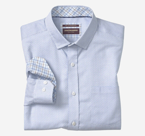 Ovation Non-Iron Dress Shirt - White/Royal Mini Box