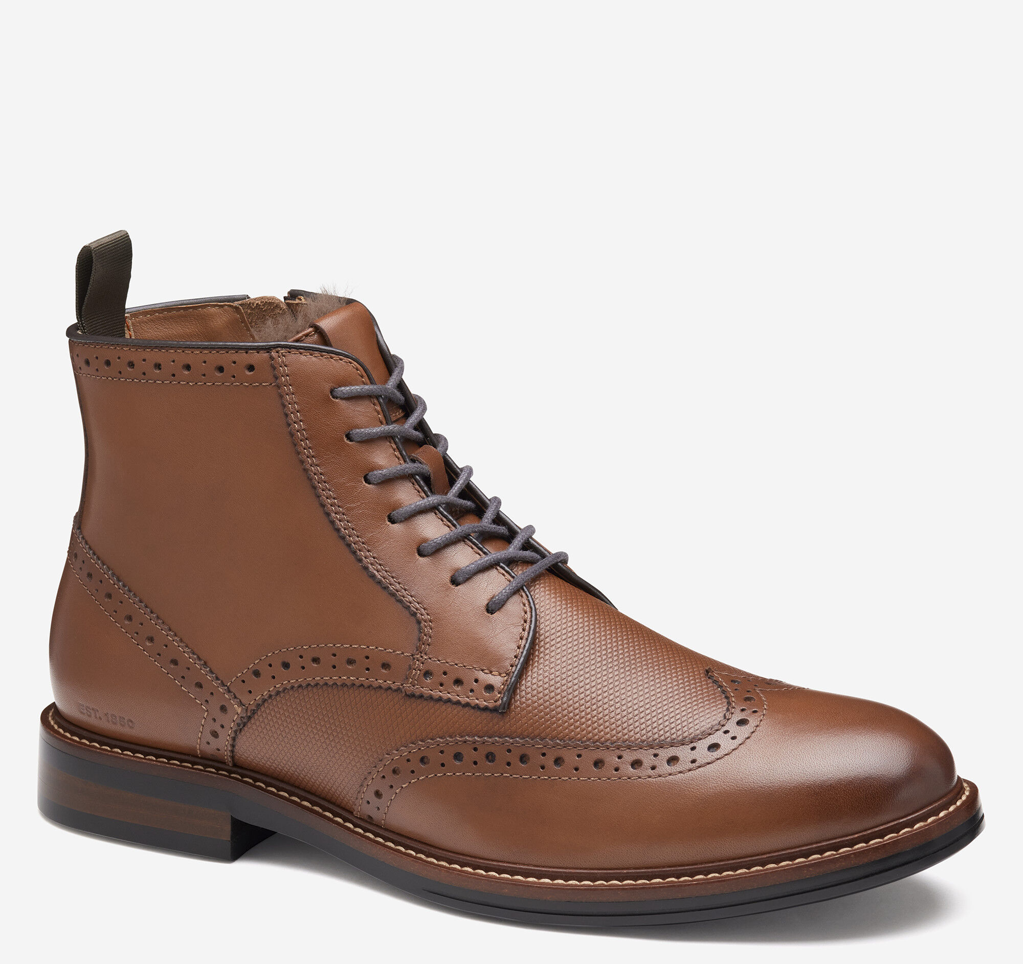Men's XC+™ Durham Embossed Wingtip Shearling Boot in Cognac