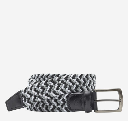 Woven Stretch-Knit Belt - Black/Gray/White Multi