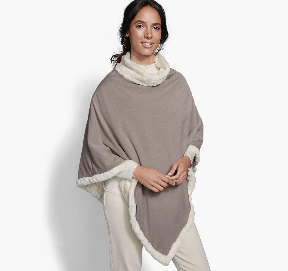 Reversible Faux-Fur Poncho image number null