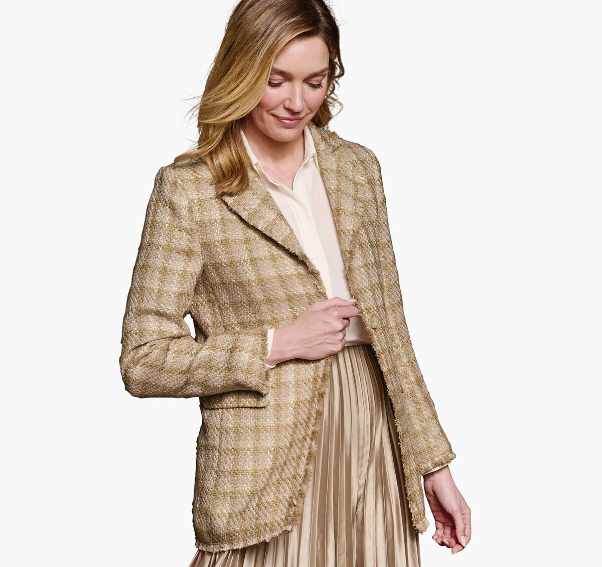 Textured Plaid Blazer image number null