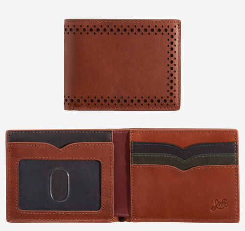 Colorblock Perforated Billfold Wallet - Brown Multi