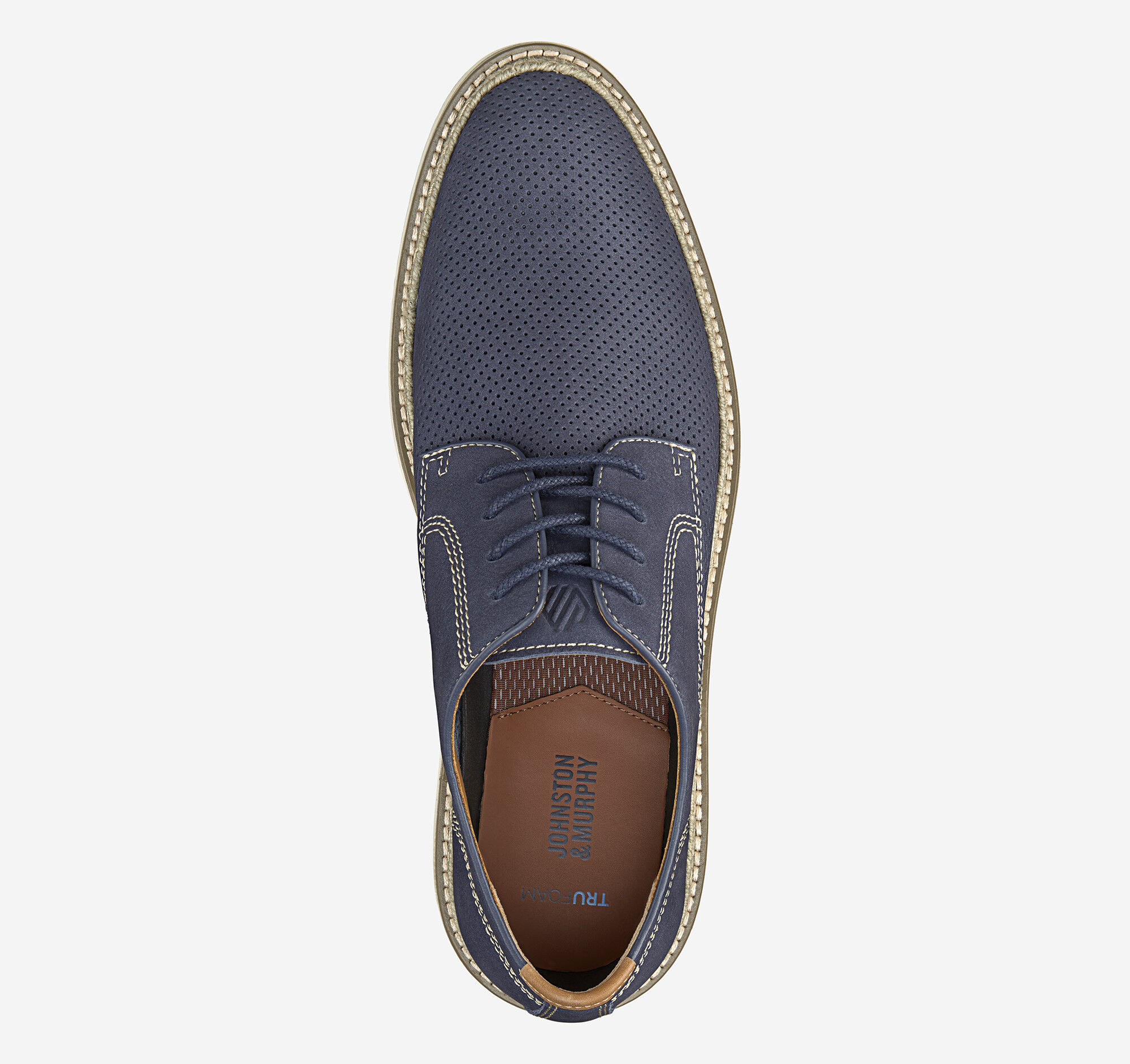 Men's Upton Perfed Plain Toe in Navy Nubuck | Johnston & Murphy
