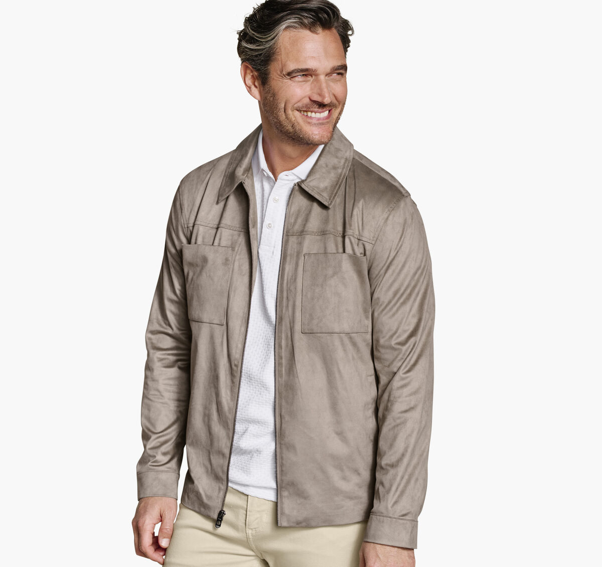 Faux-Suede Full-Zip Jacket image number null