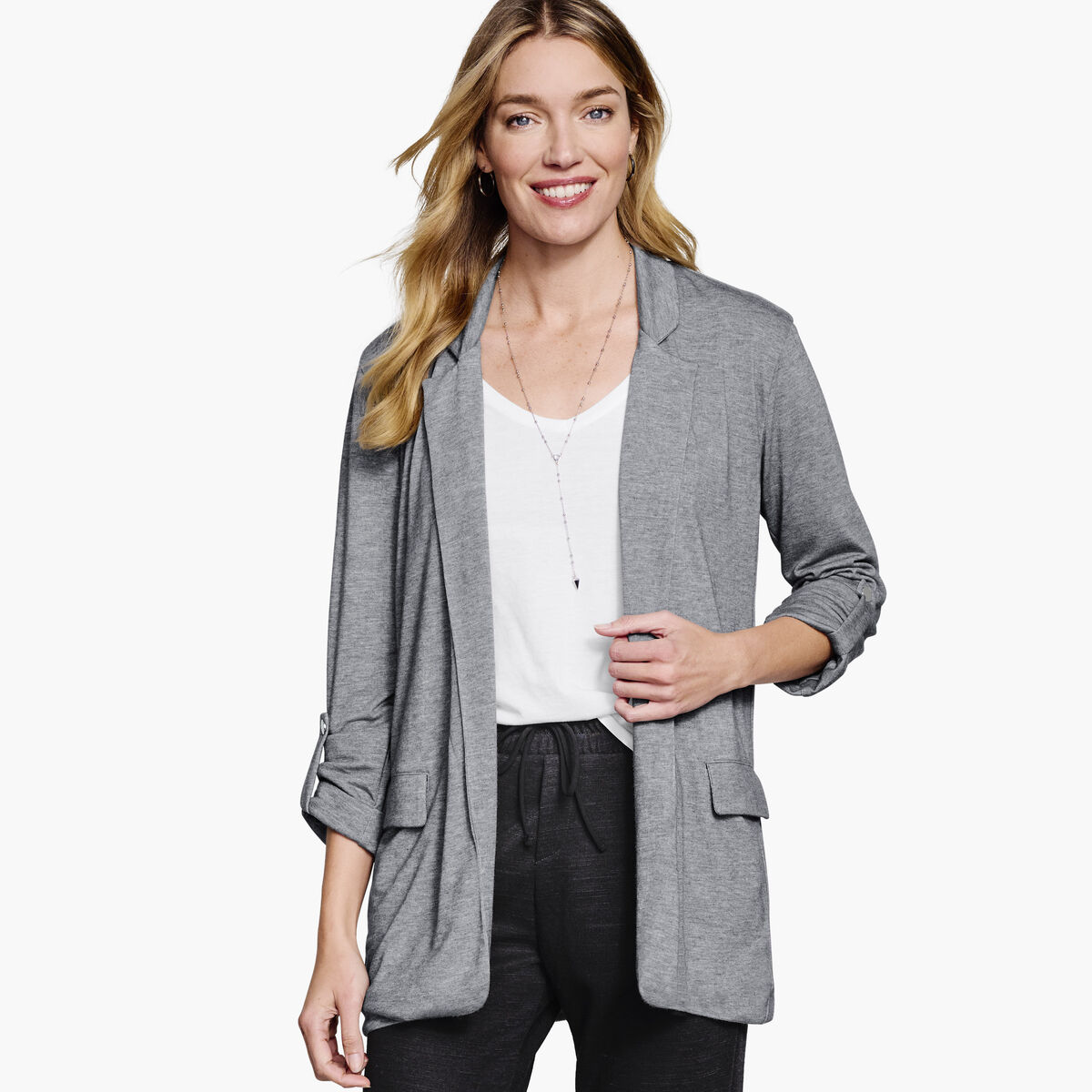 Mélange Knit Blazer image number null