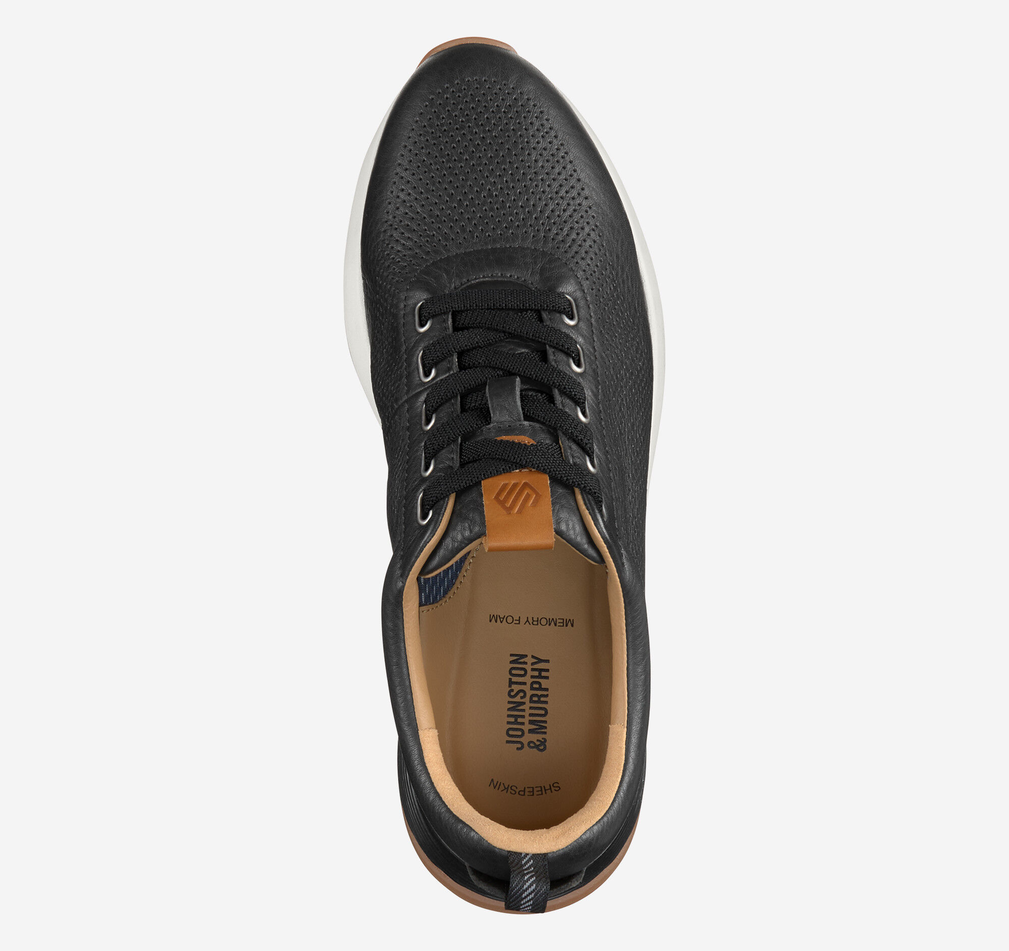 Men's Kinnon Perfed Jogger in Black Full Grain | Johnston & Murphy