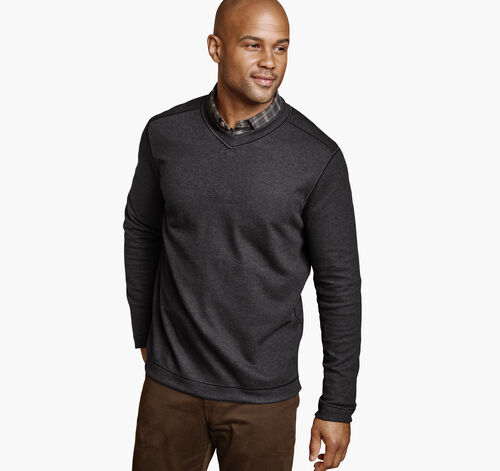 Icon Reversible V-Neck Pullover - Charcoal/Brown