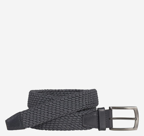 Woven Stretch-Knit Belt - Charcoal