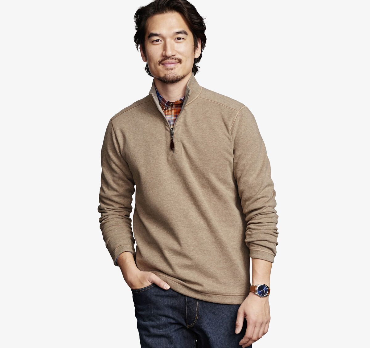 Reversible Solid Quarter-Zip image number null