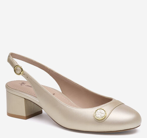 Sienna Button Slingback - Sand Pearlized Sheepskin