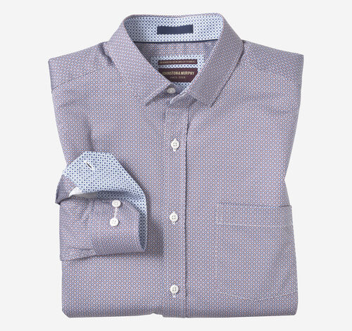 Logan Printed Long-Sleeve Shirt - Blue/Burgundy Mini Burst