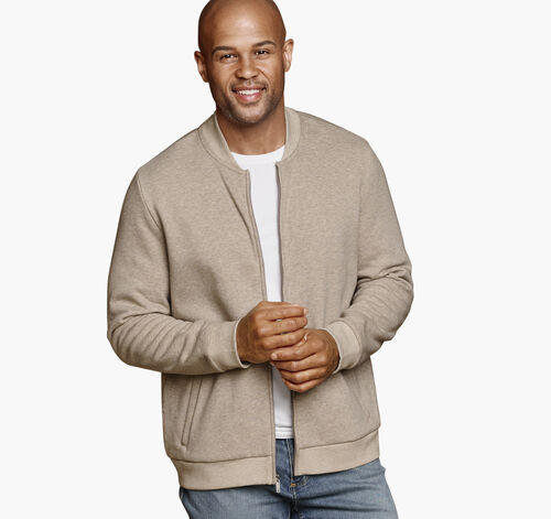 Full-Zip Knit Bomber - Oatmeal