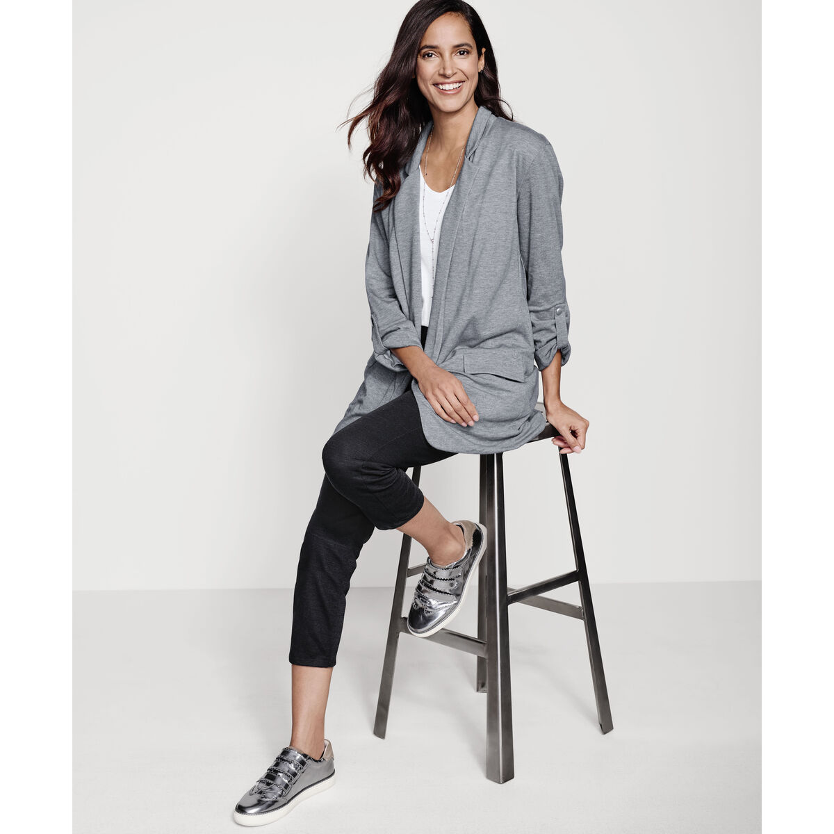 Mélange Knit Blazer image number null