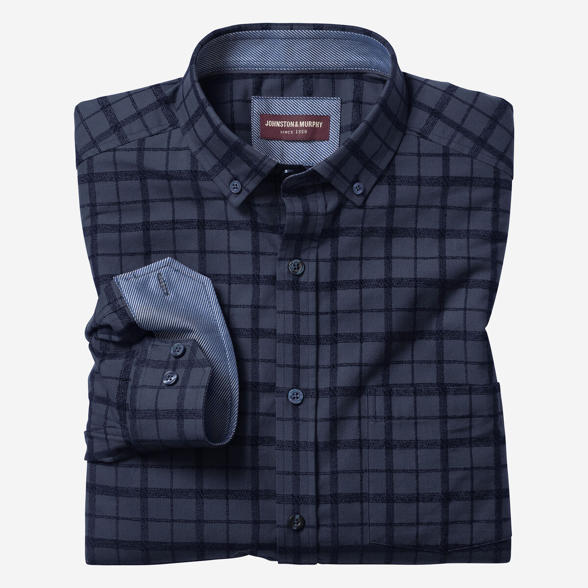 Long-Sleeve Twill Checked Shirt image number null
