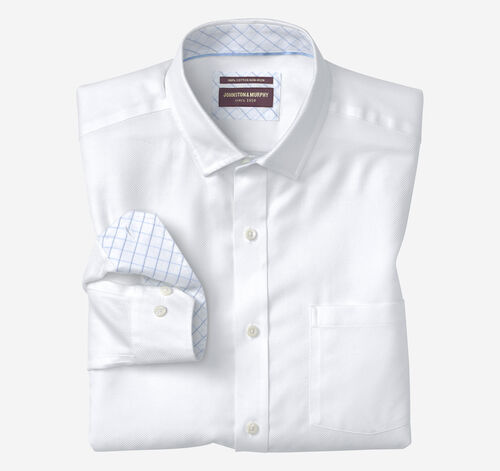 Ovation Non-Iron Dress Shirt - White Solid Birdseye