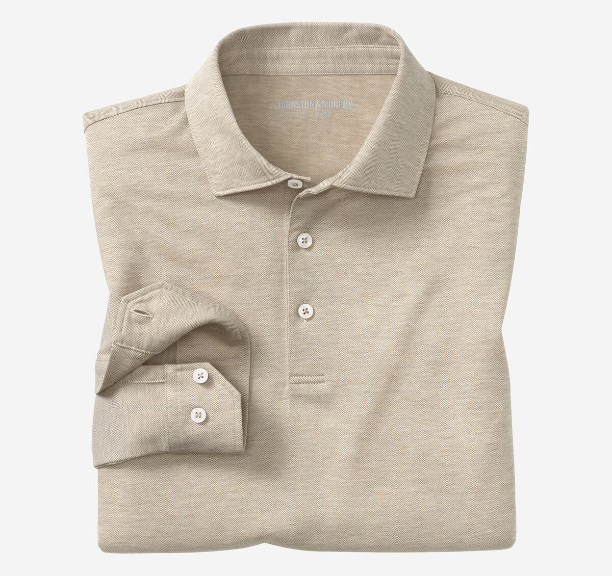 Herringbone Long-Sleeve Polo image number null