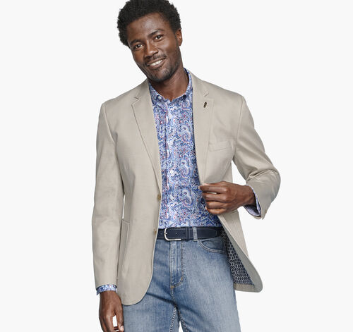 Washed Cotton Dobby Blazer - Stone