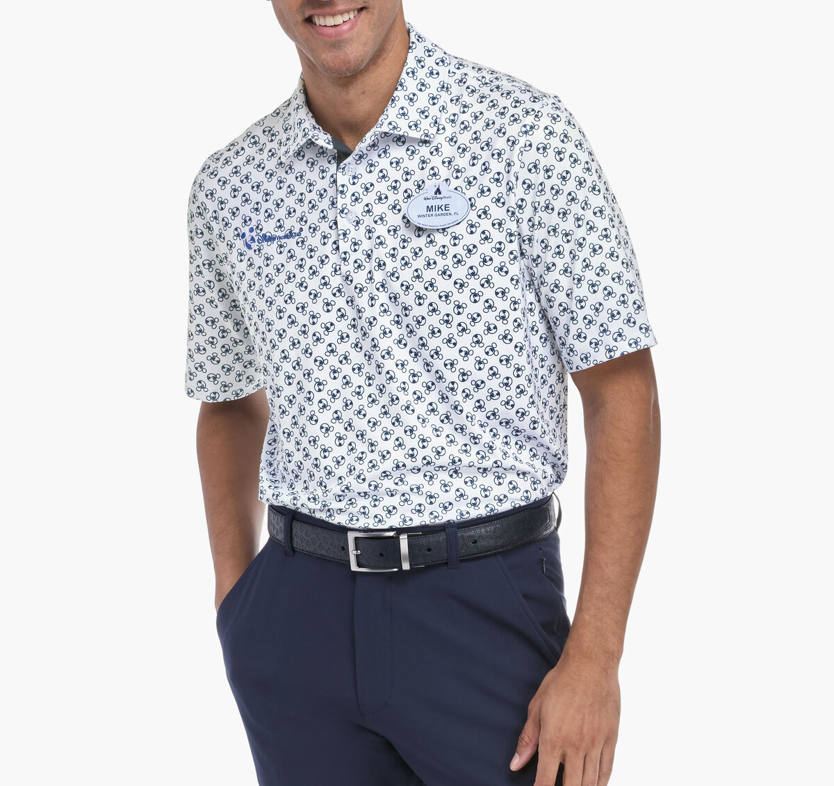 Men's Short Sleeve Logo Print Button Polo image number null