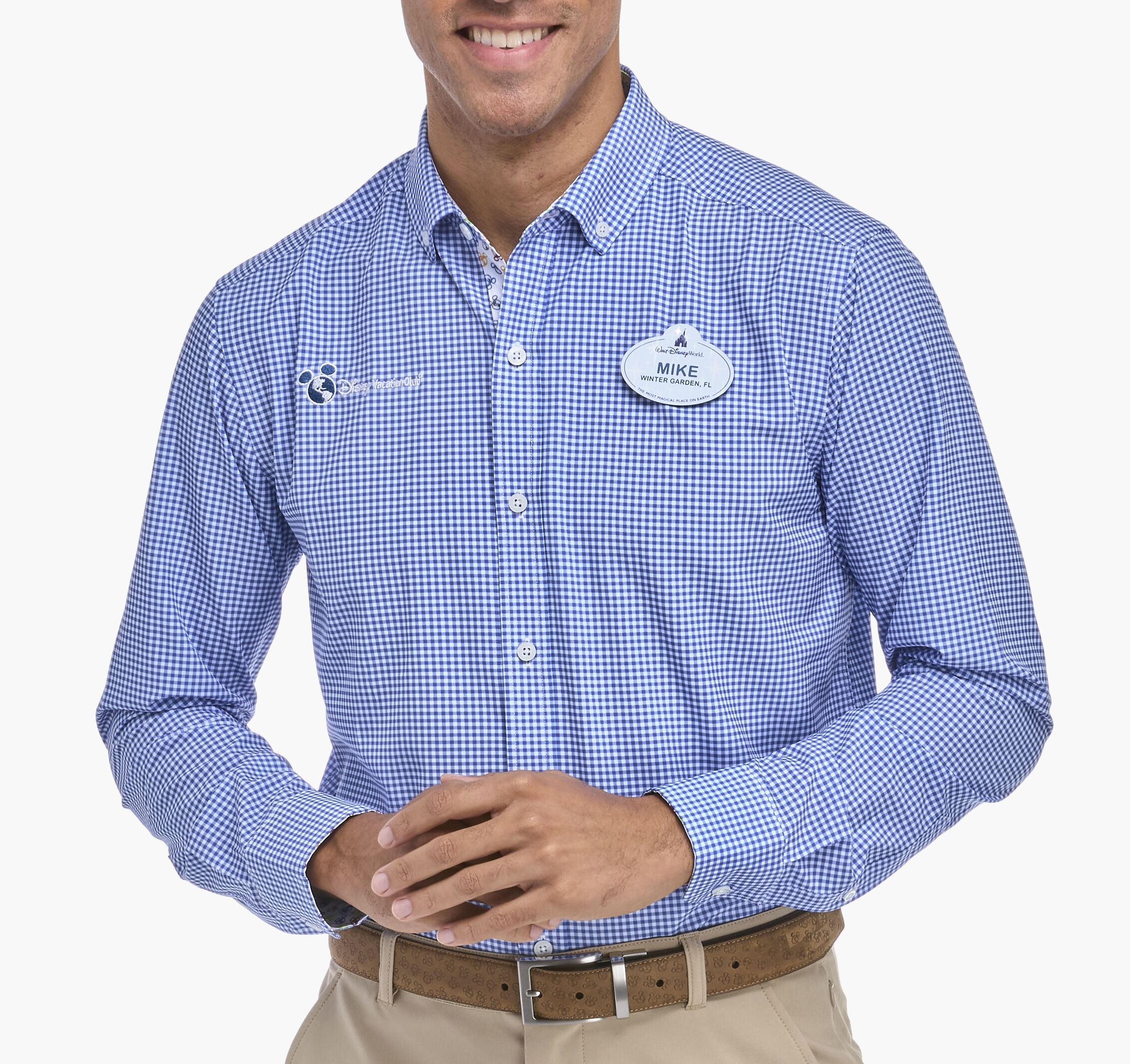 Men's Long Sleeve Button Front Gingham Woven Shirt