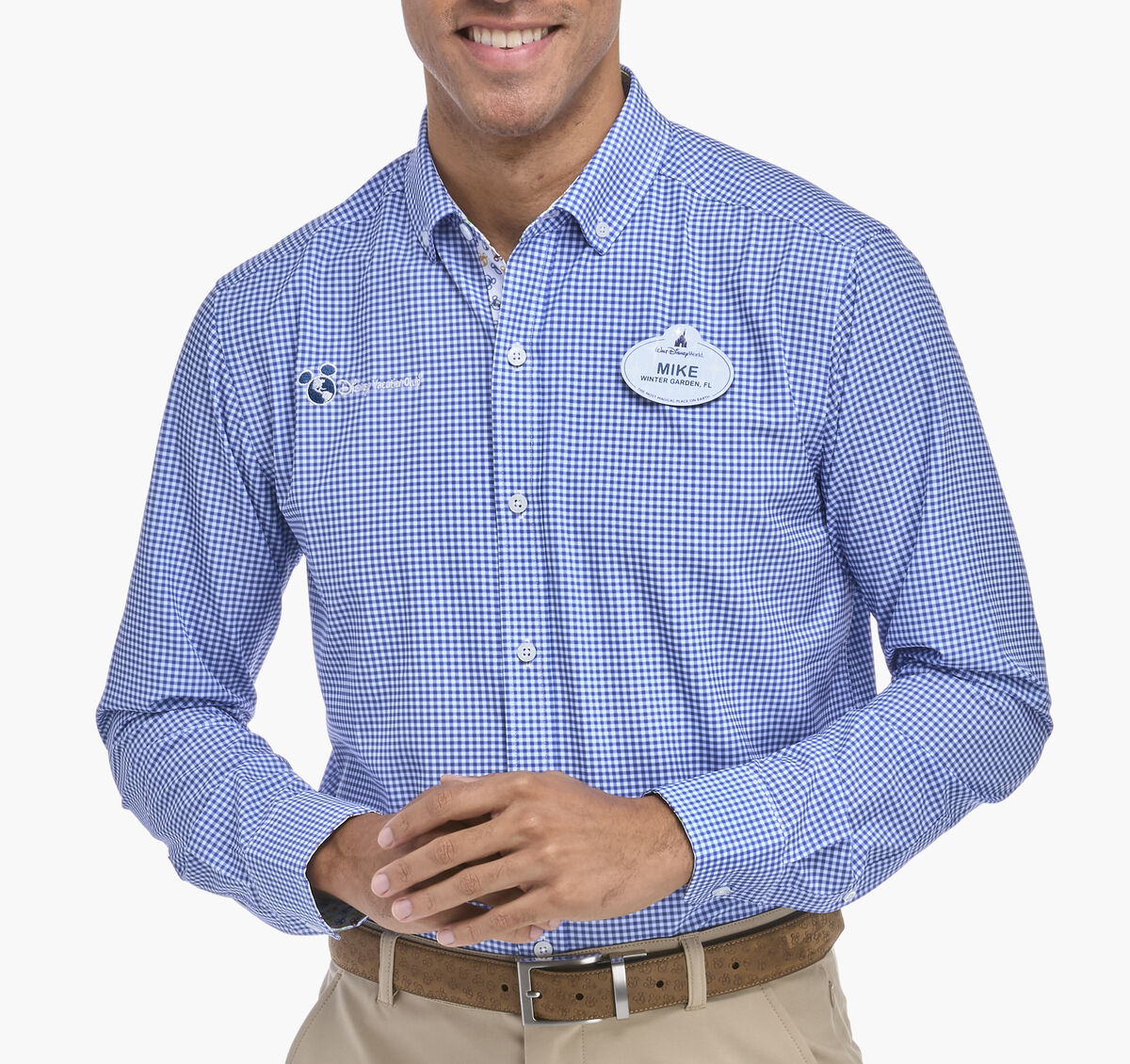 Men's Long Sleeve Button Front Gingham Woven Shirt image number null