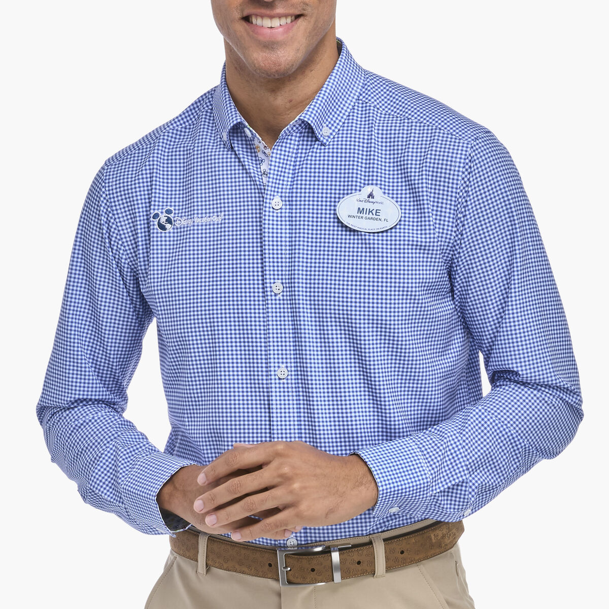 Men's Long Sleeve Button Front Gingham Woven Shirt image number null