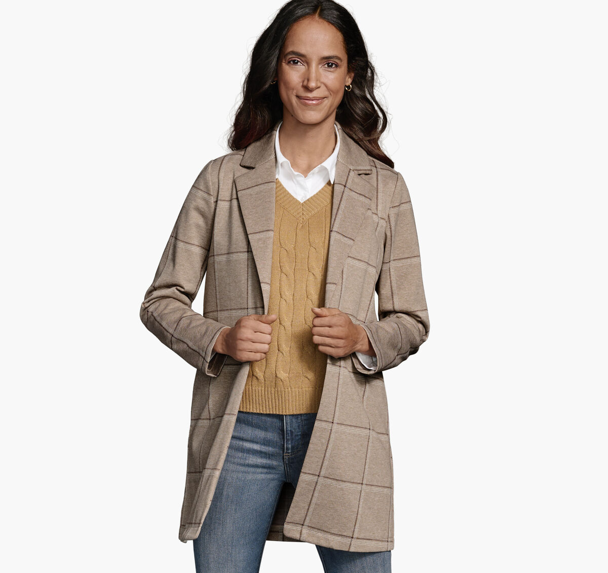 Windowpane Knit Blazer image number null