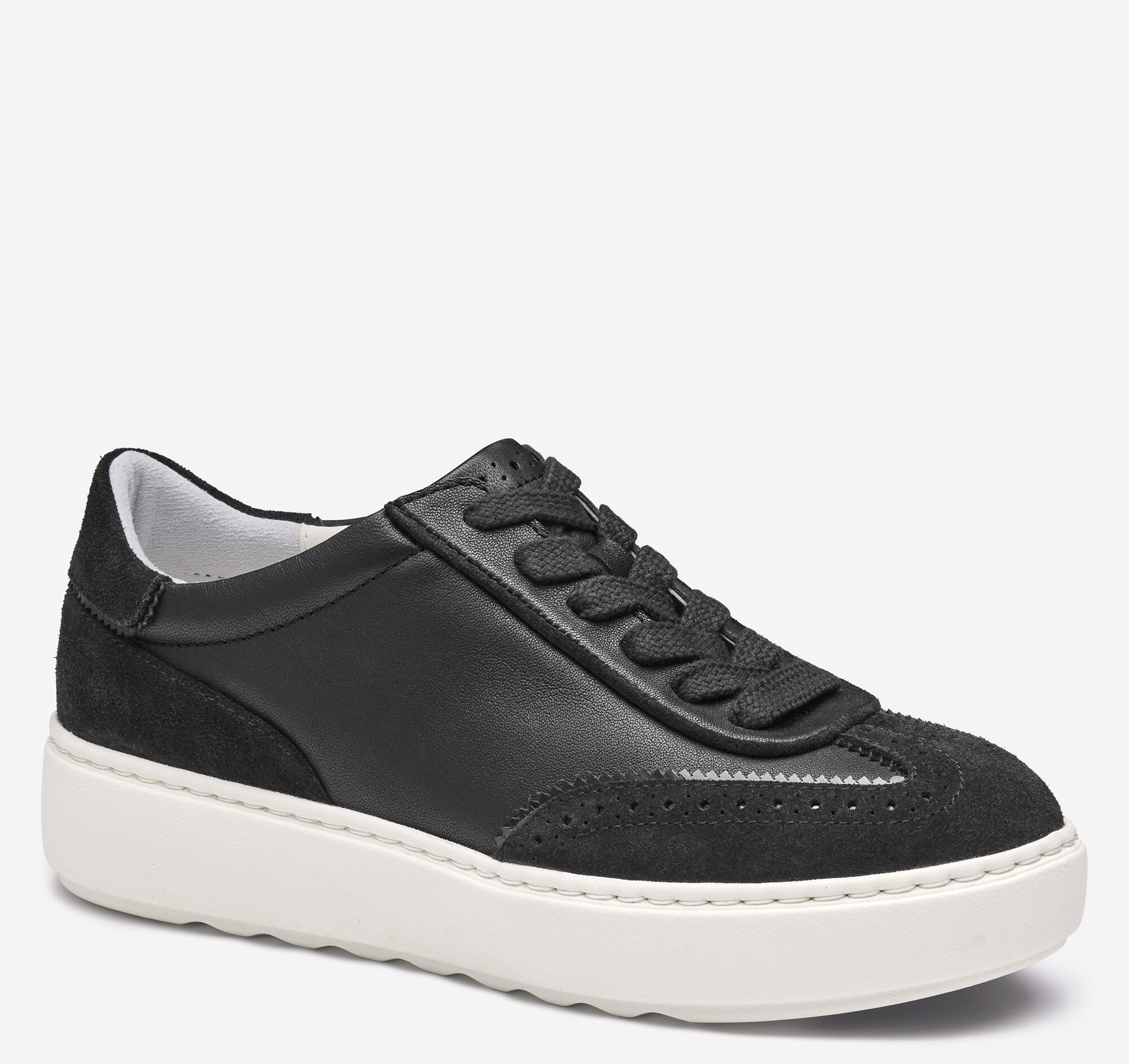 Women's Cammie T-Toe Lace-Up in Black Glove Leather/Suede