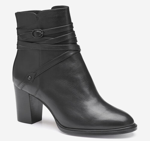 Amy Belted Bootie - Black Nappa Leather