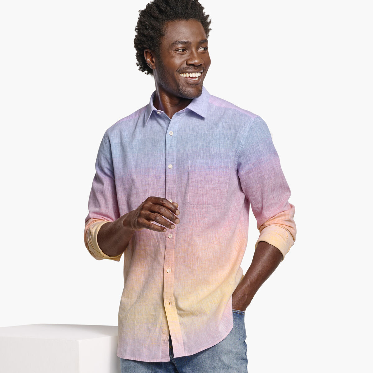 Washed Linen-Blend Shirt image number null