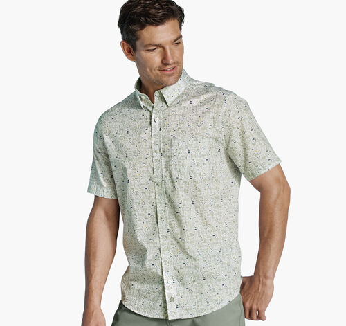 Logan Printed Short-Sleeve Shirt - White/Sage Tee Time