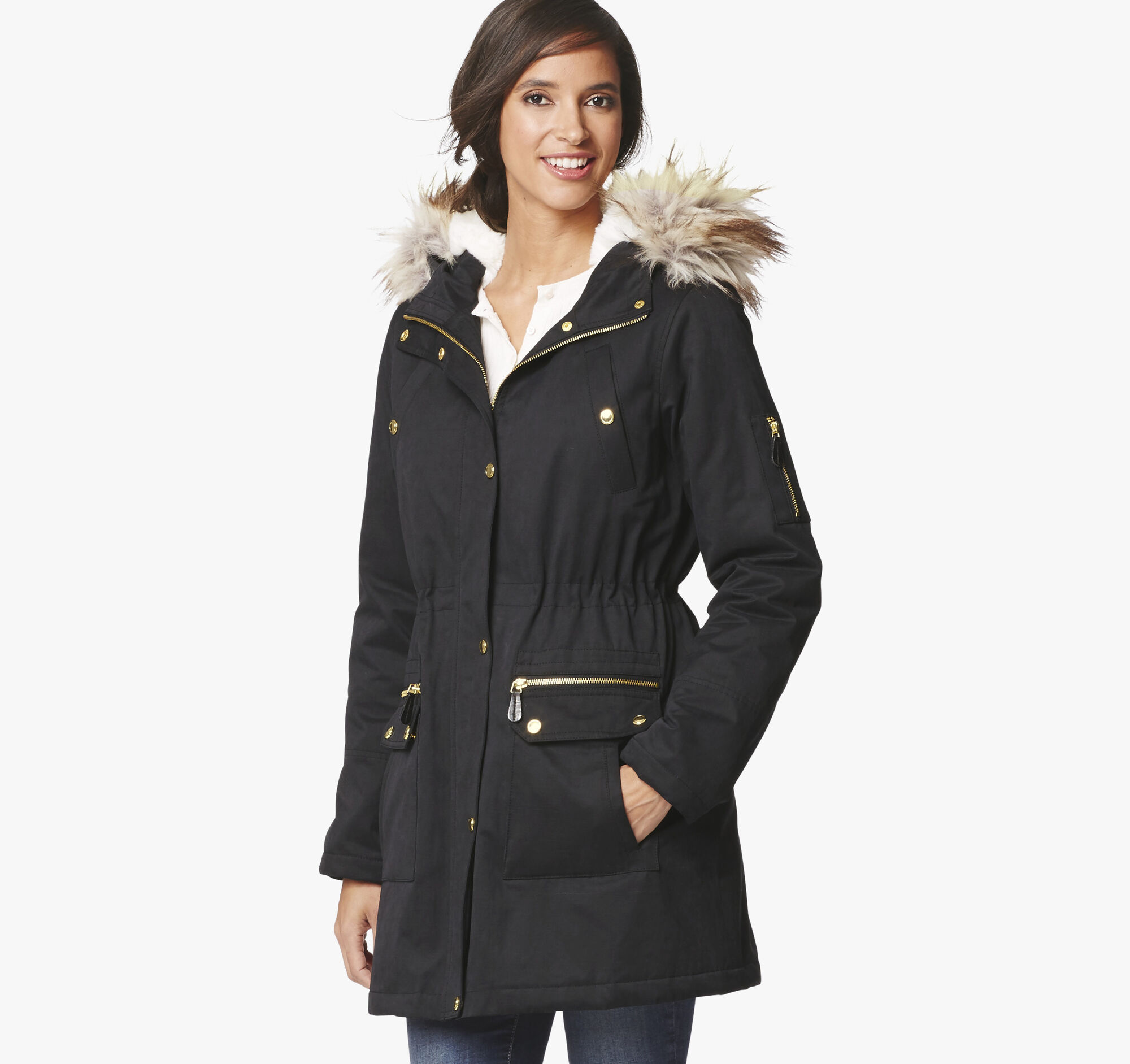 carmen faux fur trimmed parka