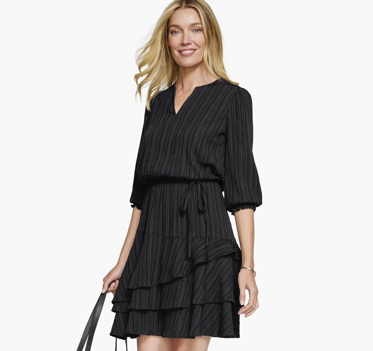 Dobby Tiered Dress image number null